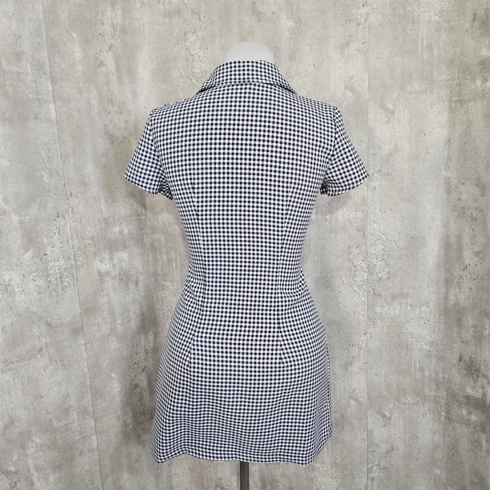 Vintage 90s Y2k All That Jazz Gingham Mini Dress Mod Shirt Dress Fitted Size M - Picture 6 of 8